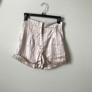 Missguided cream shorts stripped satin size 0 high waisted
